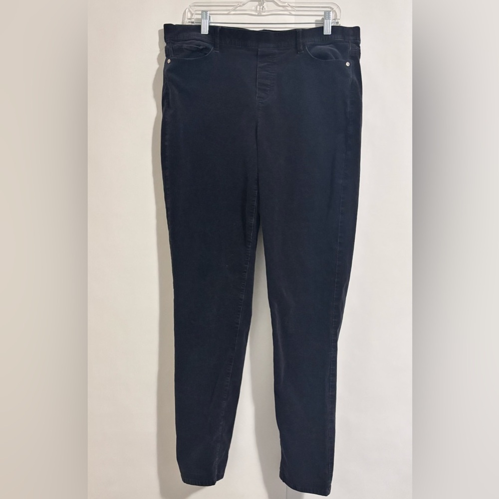J JILL black fine corduroy pull on pants L